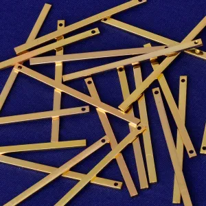 About 40.3*2.1*1MM tibetara Brass Personalized Bars hand stamping blanks tags findings hole 1.2mm plated gold 20pcs