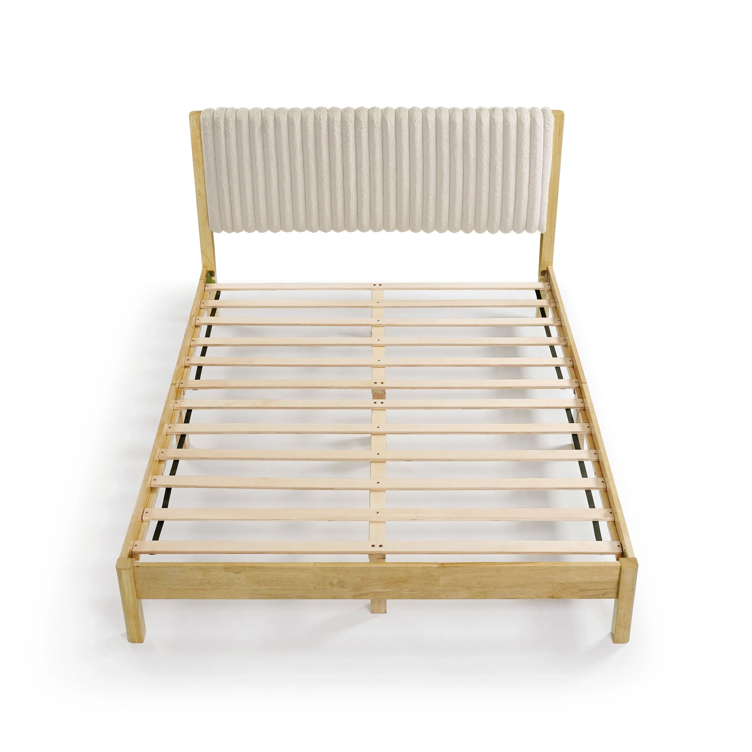 Alder Wood Frame Queen Platform Bed with Fabric Upholstery