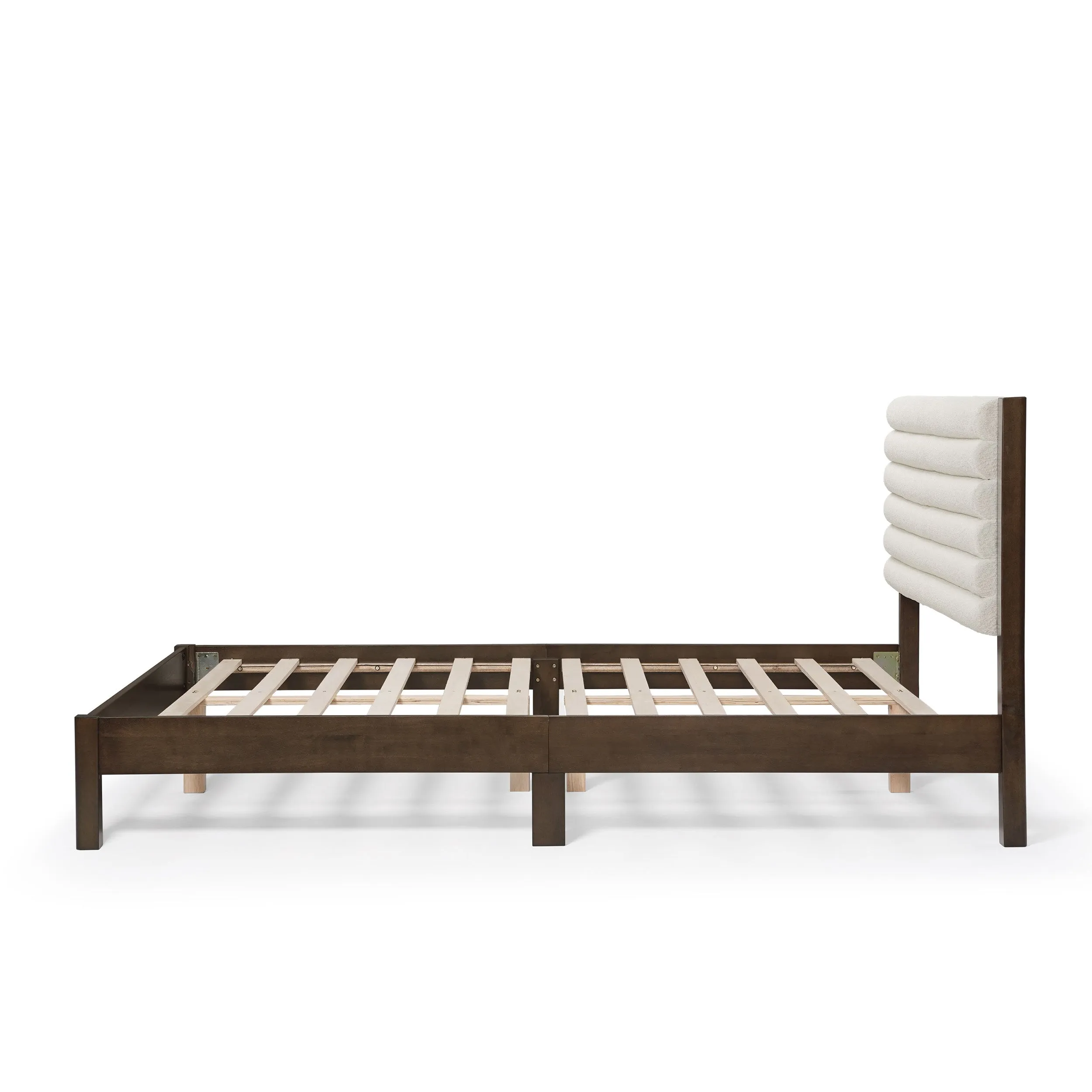 Alder Wood Frame Queen Platform Bed with Fabric Upholstery