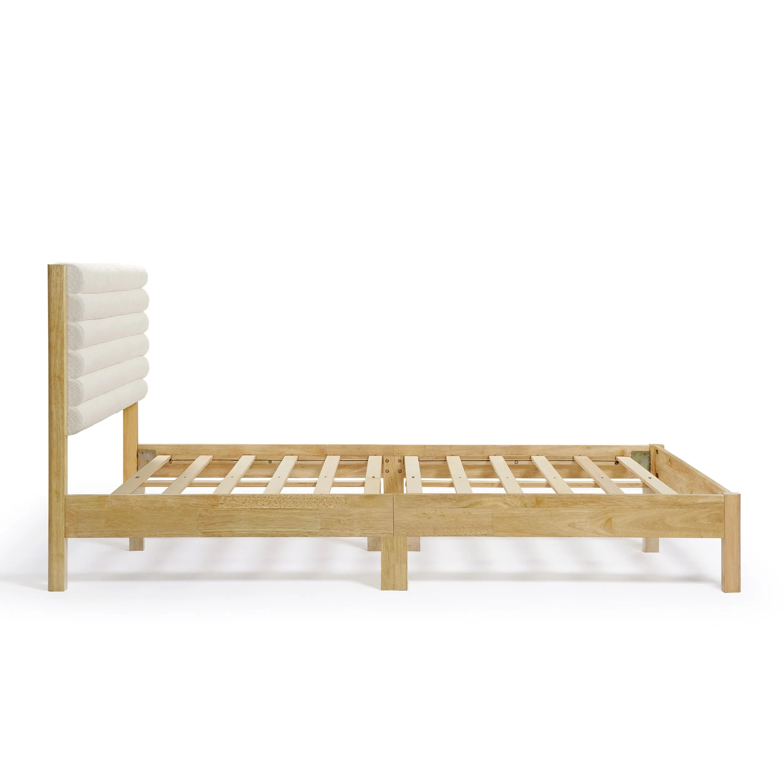 Alder Wood Frame Queen Platform Bed with Fabric Upholstery