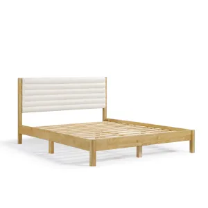 Alder Wood Frame Queen Platform Bed with Fabric Upholstery