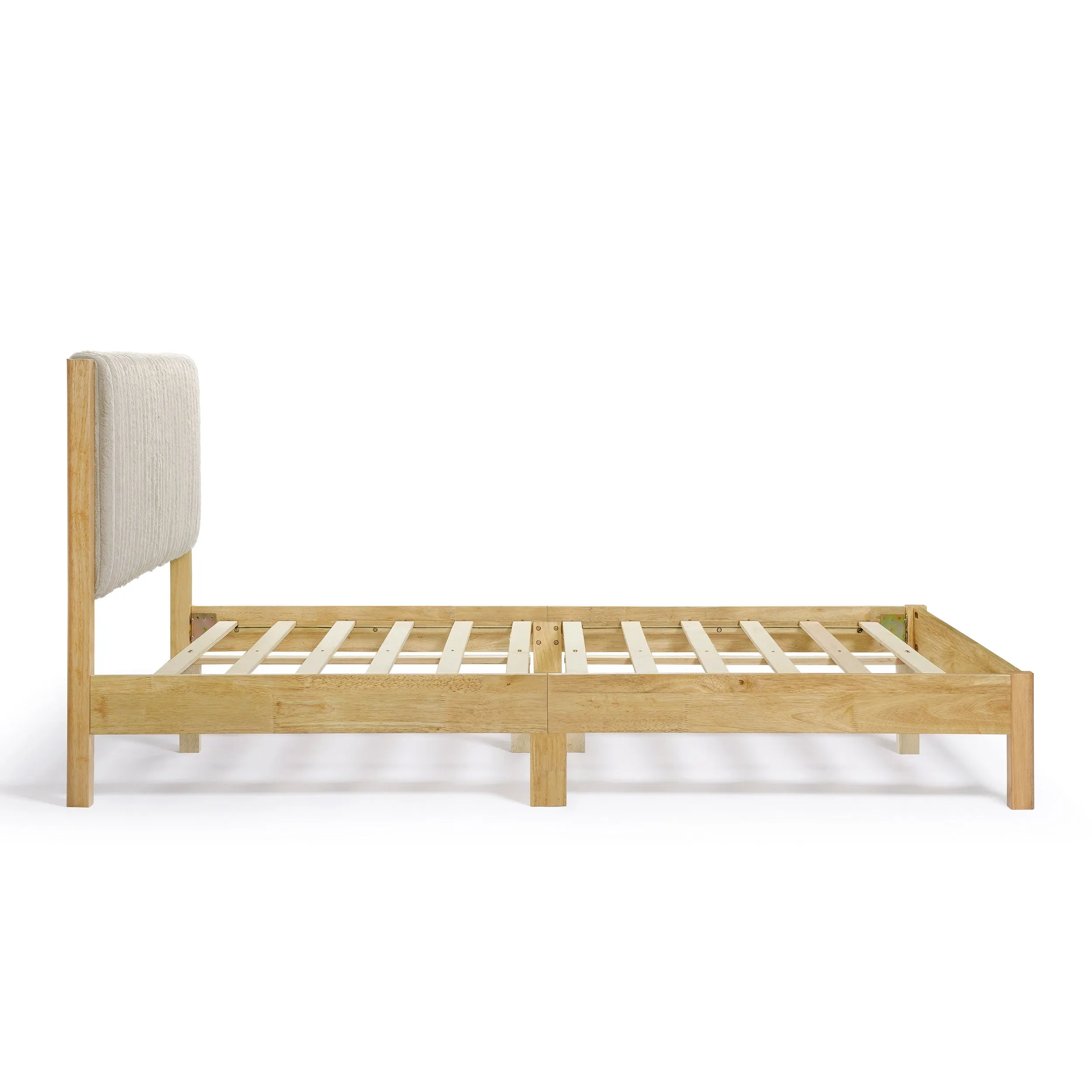 Alder Wood Frame Queen Platform Bed with Fabric Upholstery