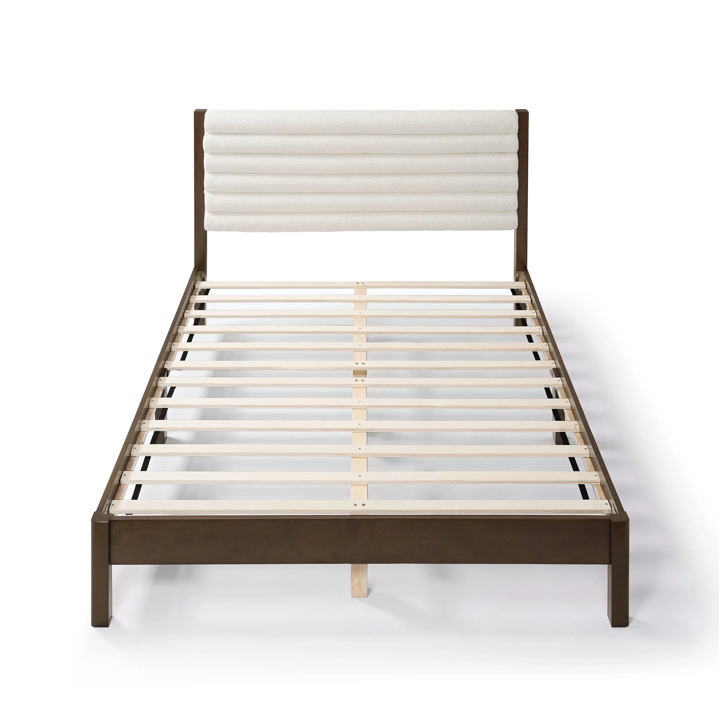 Alder Wood Frame Queen Platform Bed with Fabric Upholstery