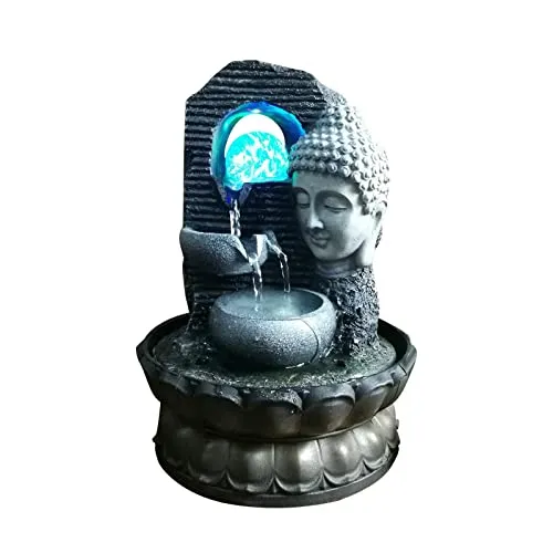 ATORSE® Buddha Tabletop Water Fountain Waterscape Circular Water Flow for Office