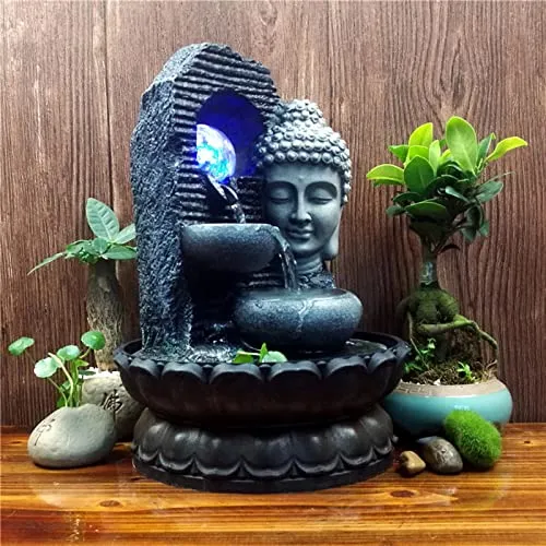 ATORSE® Buddha Tabletop Water Fountain Waterscape Circular Water Flow for Office