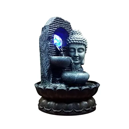 ATORSE® Buddha Tabletop Water Fountain Waterscape Circular Water Flow for Office