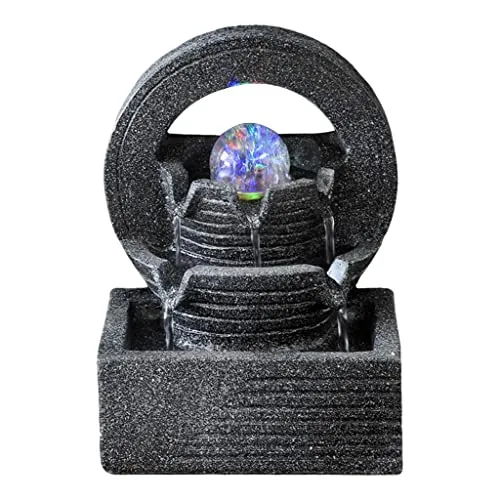 ATORSE® Orb Tabletop Water Fountain Waterfalls W/Led Light Round Background