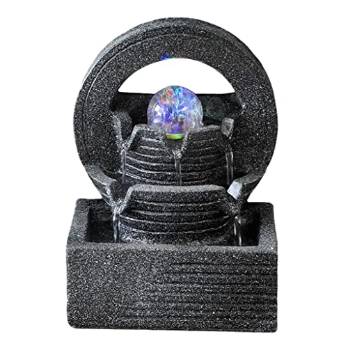 ATORSE® Orb Tabletop Water Fountain Waterfalls W/Led Light Round Background