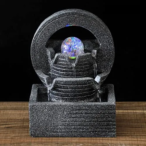 ATORSE® Orb Tabletop Water Fountain Waterfalls W/Led Light Round Background