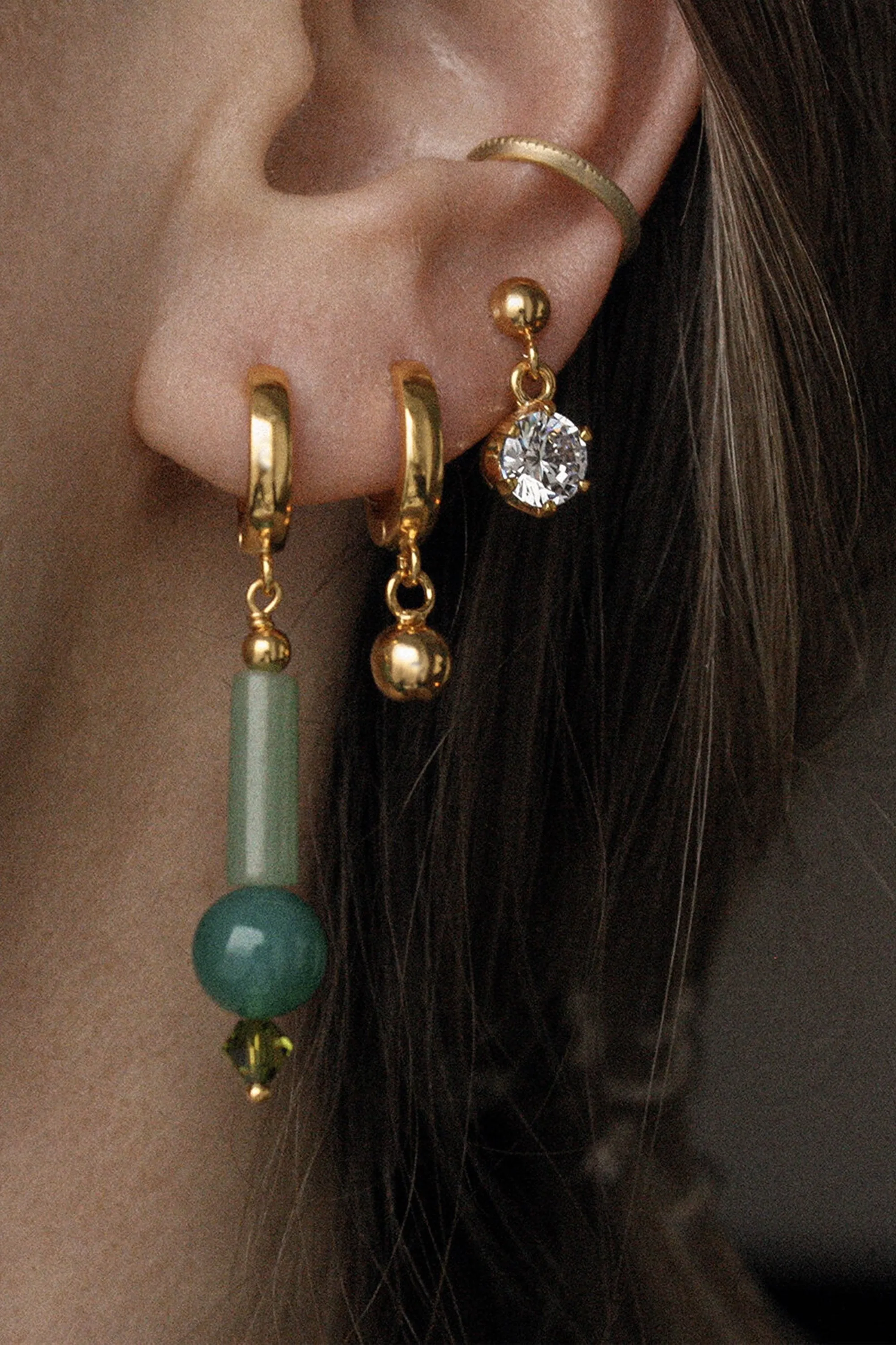 aventurine hoop gold