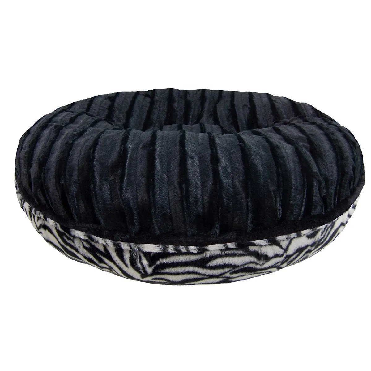 Bagel Dog Bed Black Puma/Zebra