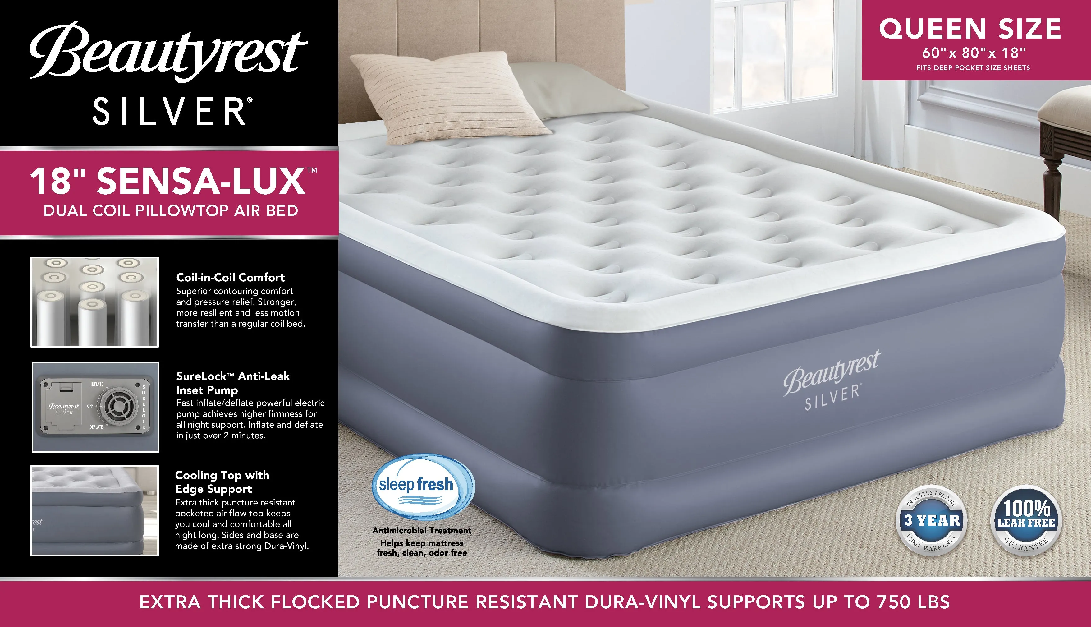 Beautyrest® Silver® Sensa-Lux™ Air Mattress