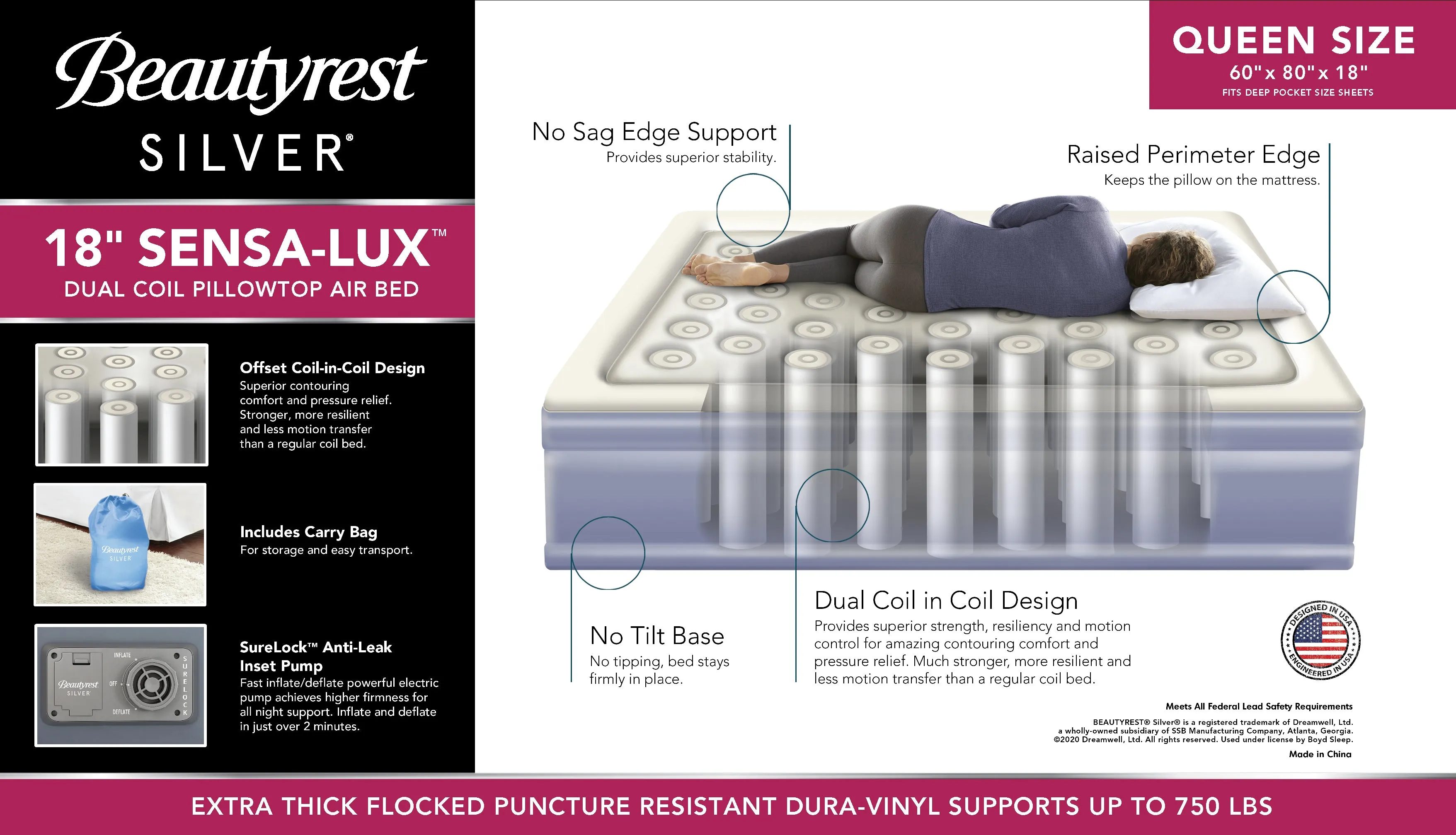 Beautyrest® Silver® Sensa-Lux™ Air Mattress