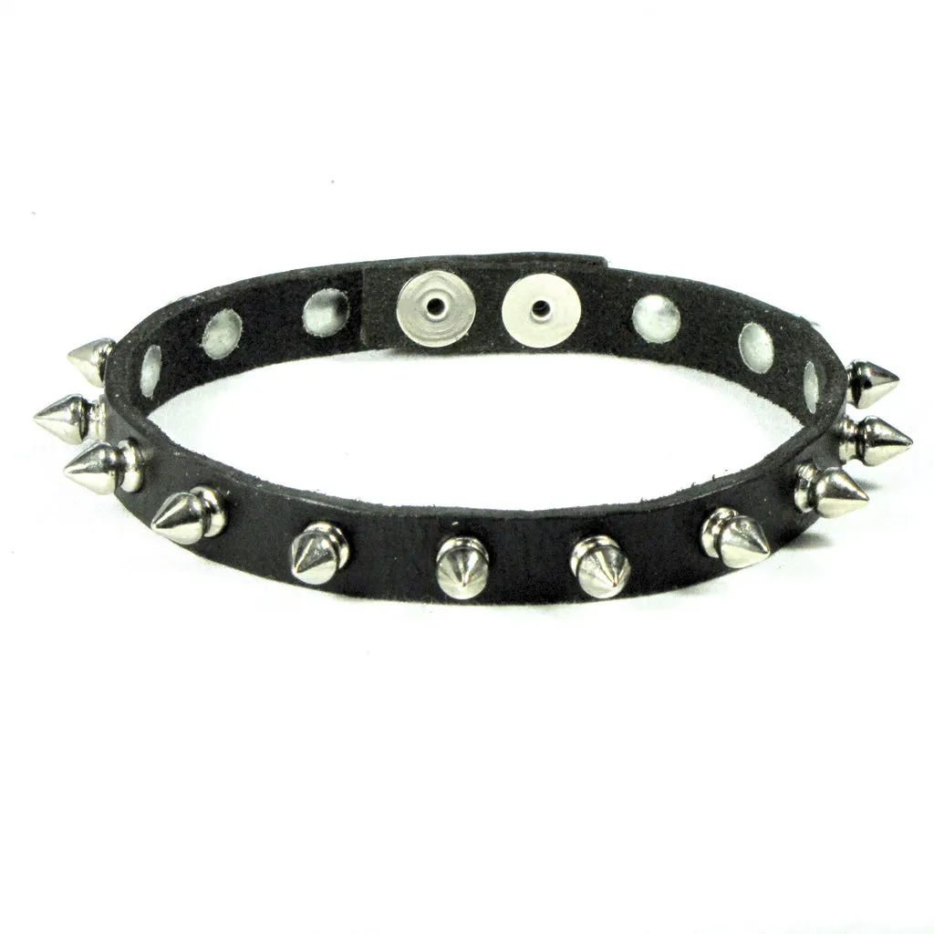 Black Leather Collar w/ Silver Tree Spikes