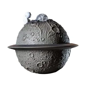 CALANDIS Ceramic Tabletop Fountain Indoor USB Bedroom Home Astronaut Planet Statues Gray