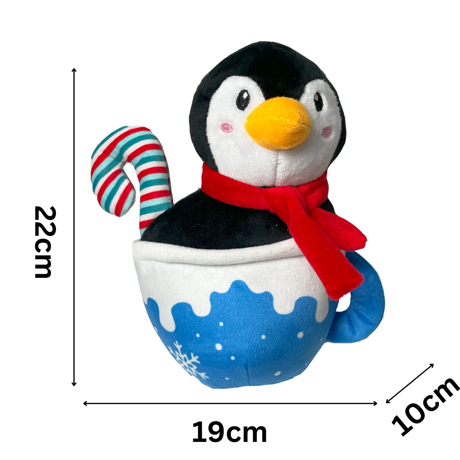 Christmas Mug Penguin | Festive Plush Dog Toy by Happy Pet