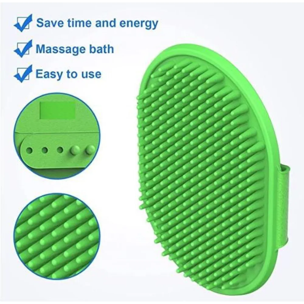 Chullbull Rubber Bristles Hand Brush Comb for Dogs (Green)