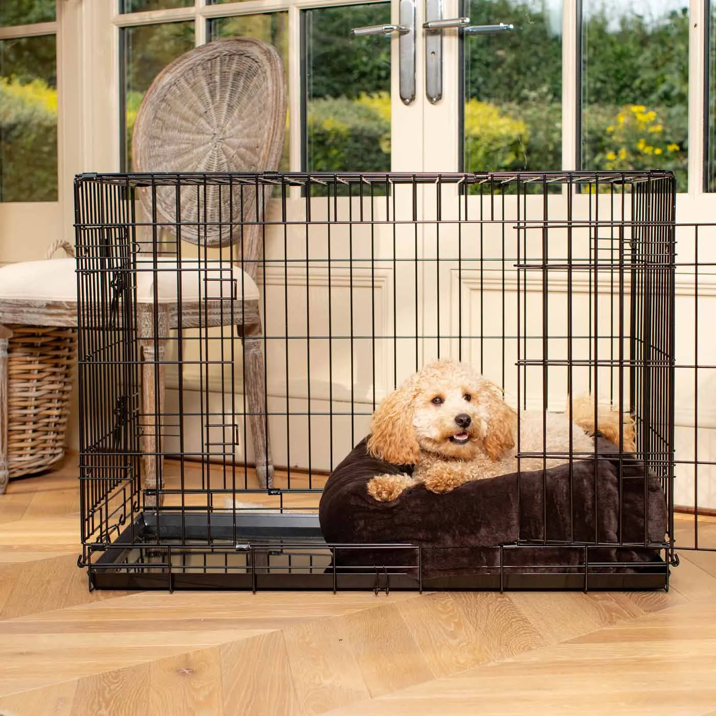 Cosy & Calming Puppy Crate Bed in Calming Anti-Anxiety Dusk Faux Fur by Lords & Labradors