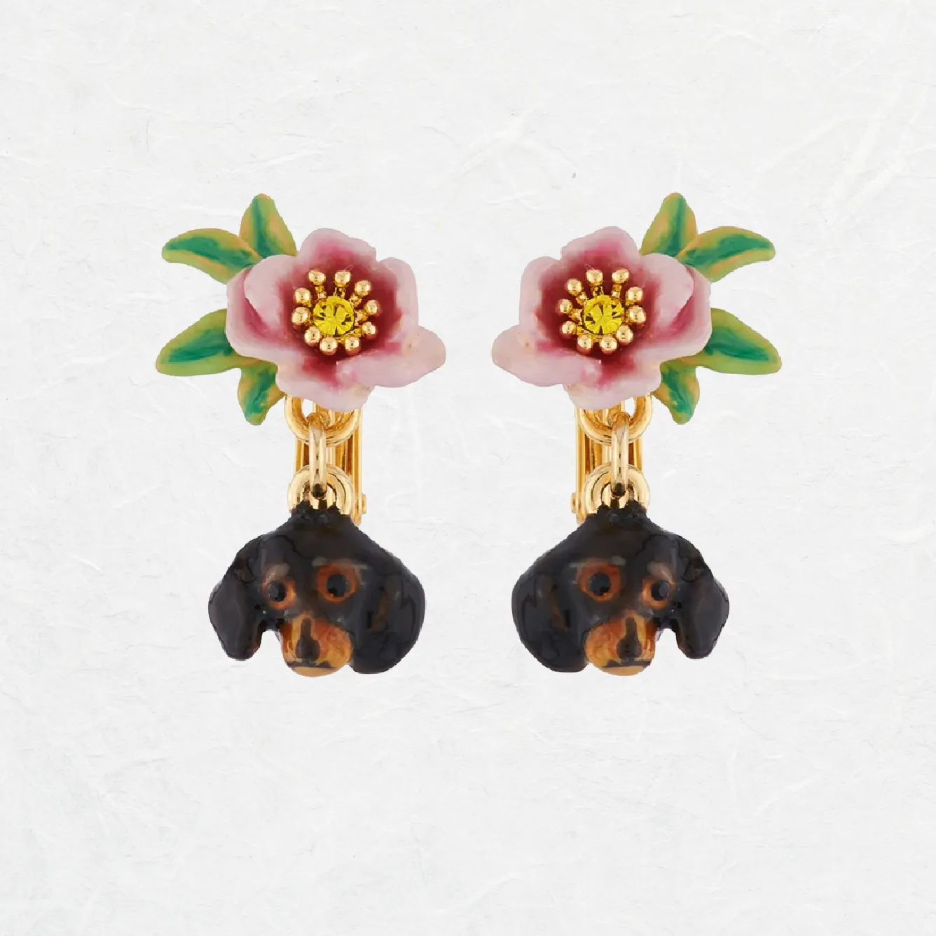 Dachshund Floral Earrings