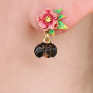 Dachshund Floral Earrings