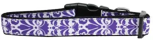 Damask Nylon Dog Collar Large Purple