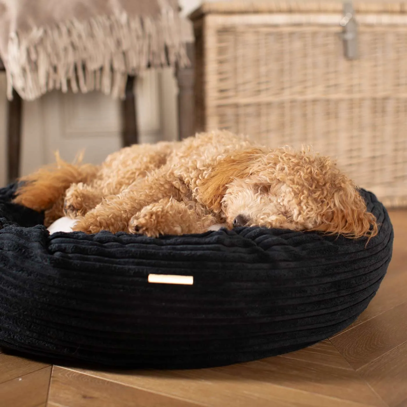 Donut Bed in Navy Essentials Plush by Lords & Labradors