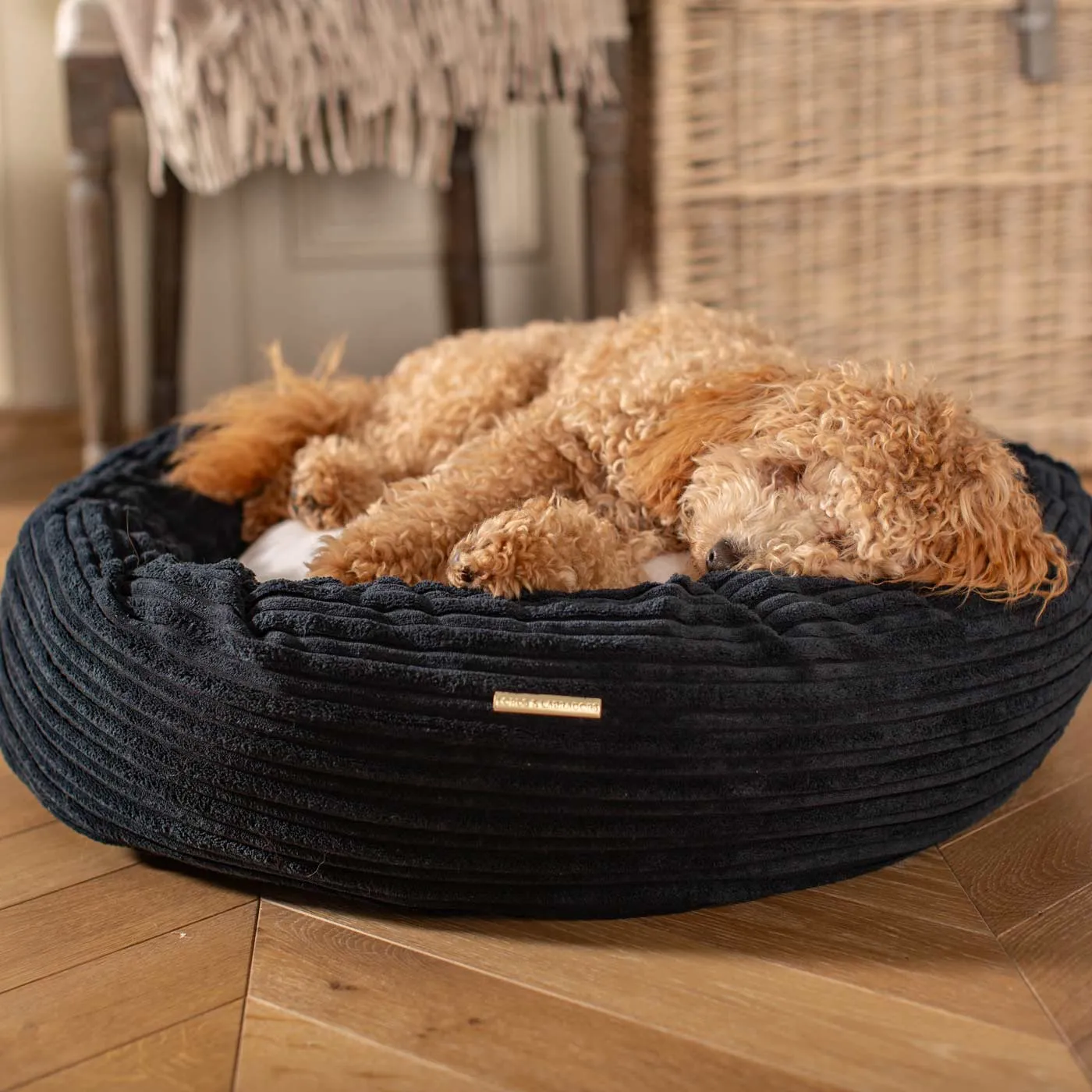 Donut Bed in Navy Essentials Plush by Lords & Labradors