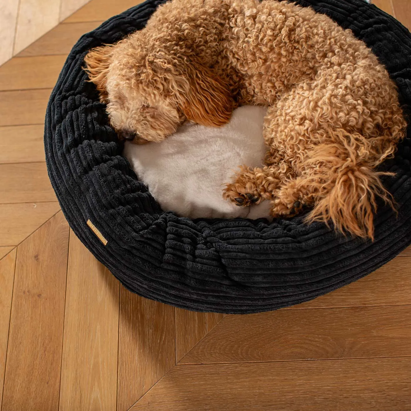 Donut Bed in Navy Essentials Plush by Lords & Labradors