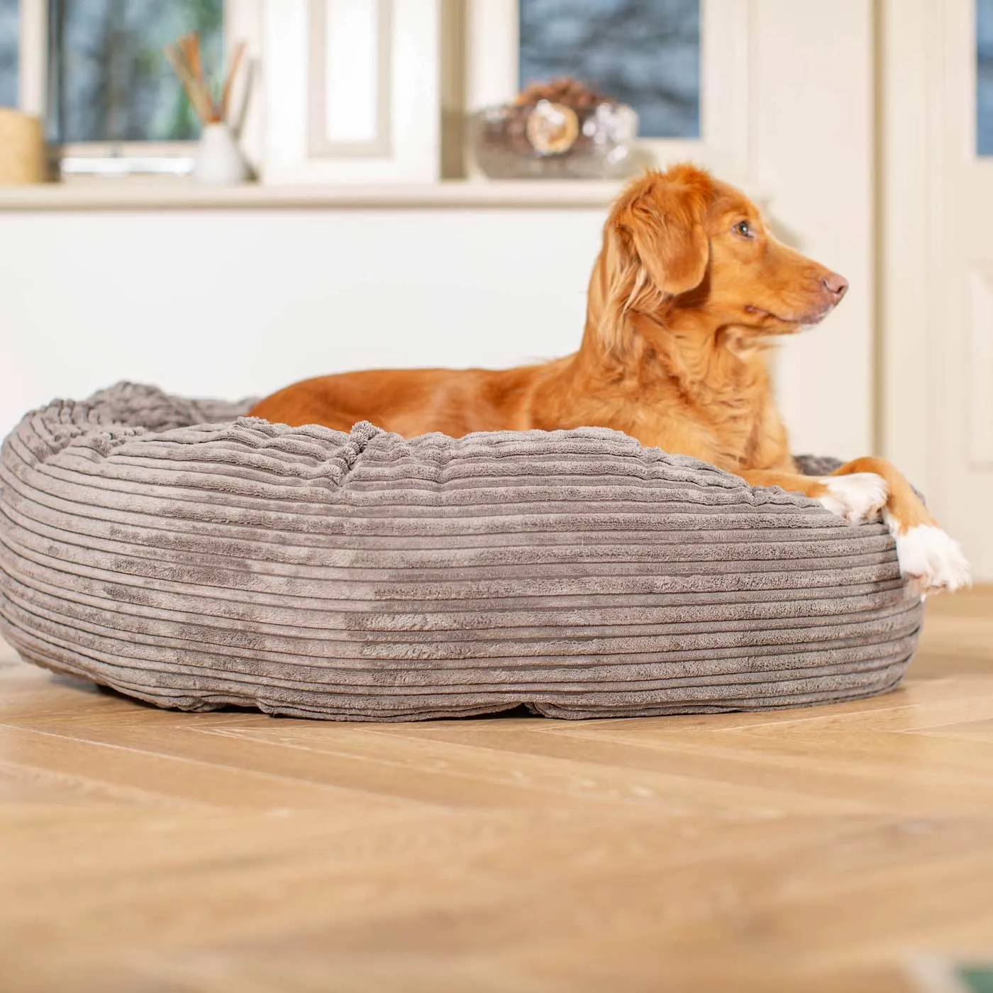 Donut Bed With Removable Covers in Dark Grey Essentials Plush by Lords & Labradors