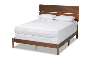 Elise Walnut Brown Wood Panel Bed (Queen)