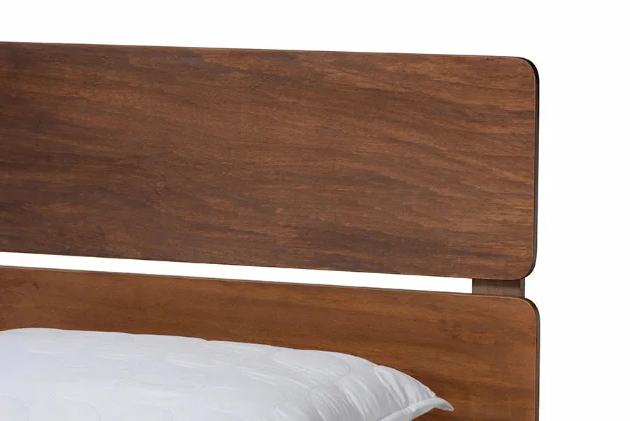 Elise Walnut Brown Wood Panel Bed (Queen)