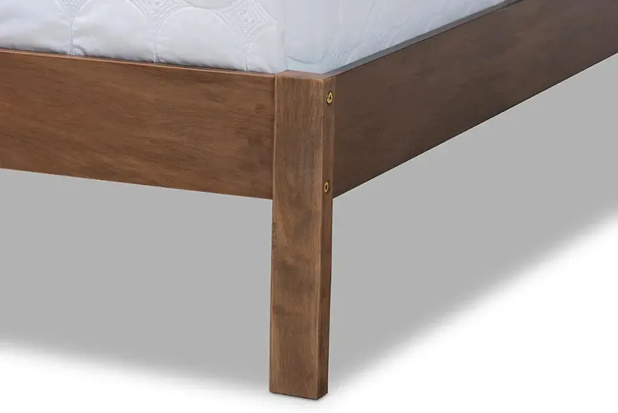 Elise Walnut Brown Wood Panel Bed (Queen)