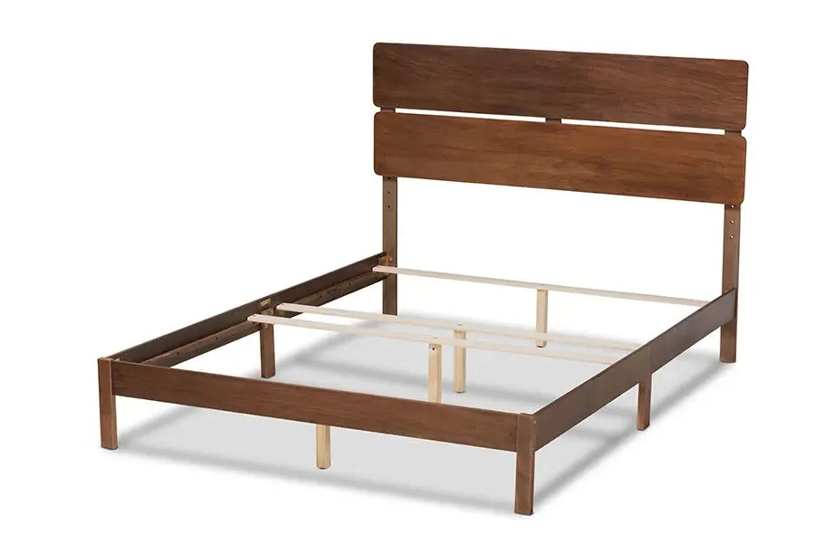 Elise Walnut Brown Wood Panel Bed (Queen)