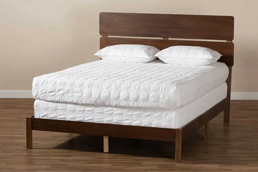 Elise Walnut Brown Wood Panel Bed (Queen)