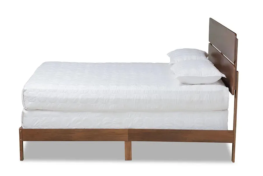 Elise Walnut Brown Wood Panel Bed (Queen)