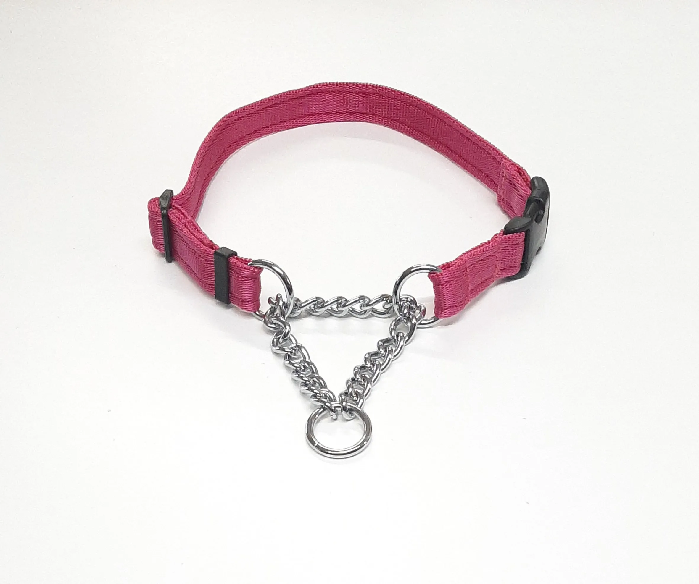 Half Check Chain Dog Collars Small Large 20mm Adjustable With Chrome Plated Chain In Various Colours