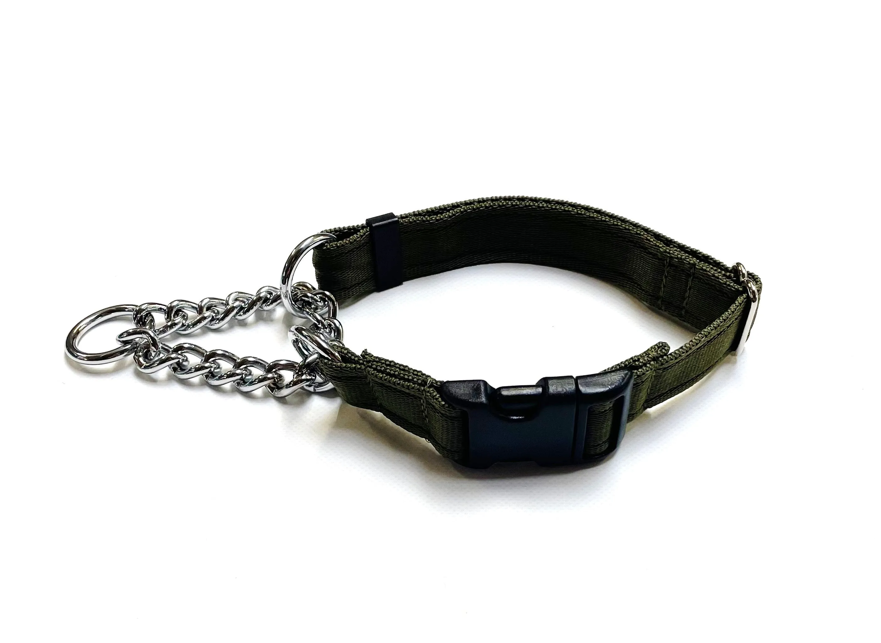 Half Check Chain Dog Collars Small Large 20mm Adjustable With Chrome Plated Chain In Various Colours