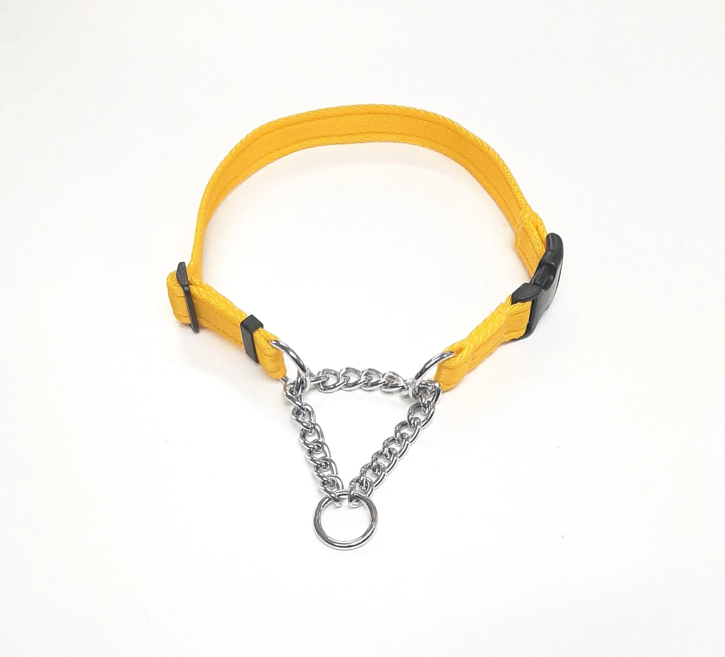 Half Check Chain Dog Collars Small Large 20mm Adjustable With Chrome Plated Chain In Various Colours