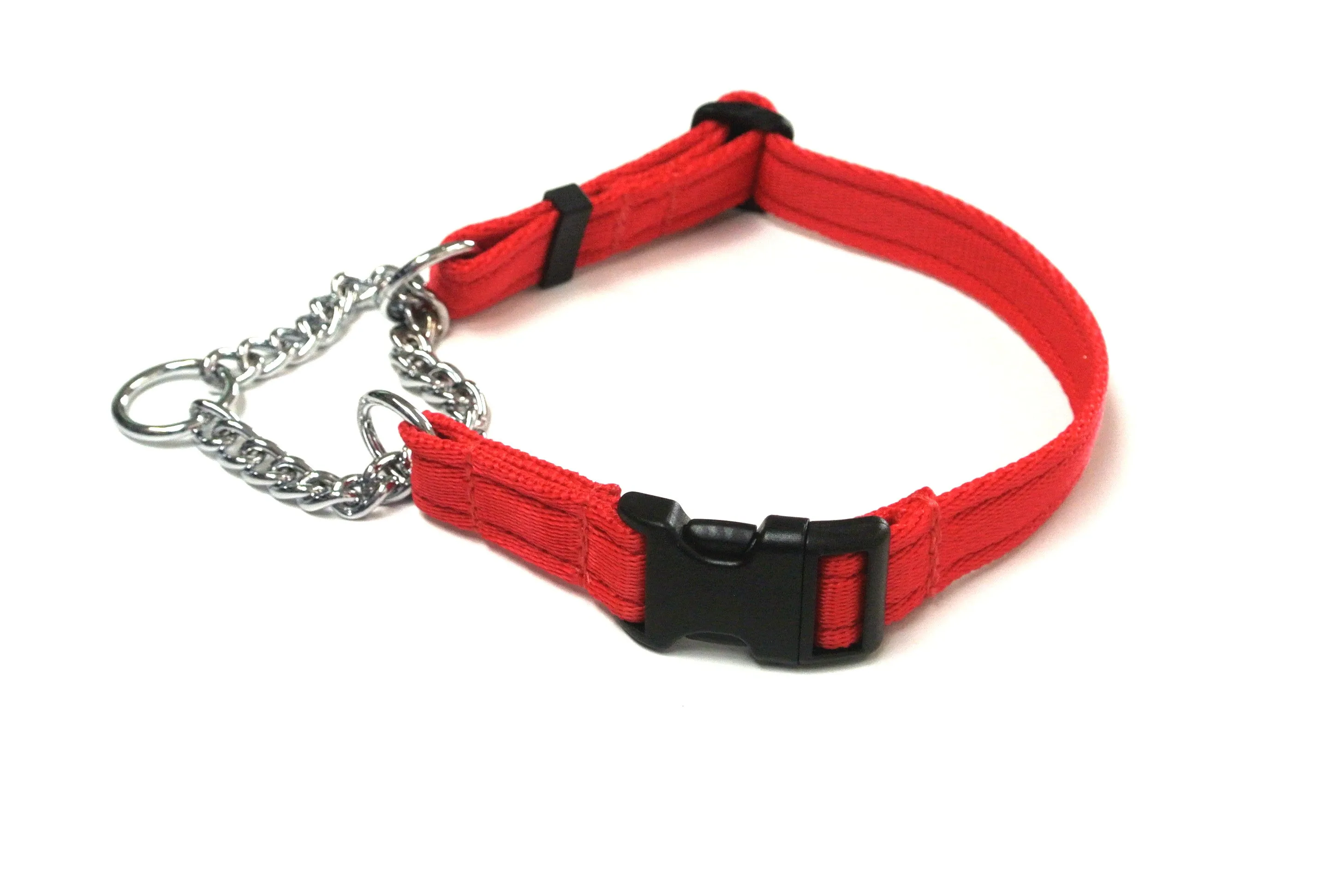 Half Check Chain Dog Collars Small Large 20mm Adjustable With Chrome Plated Chain In Various Colours