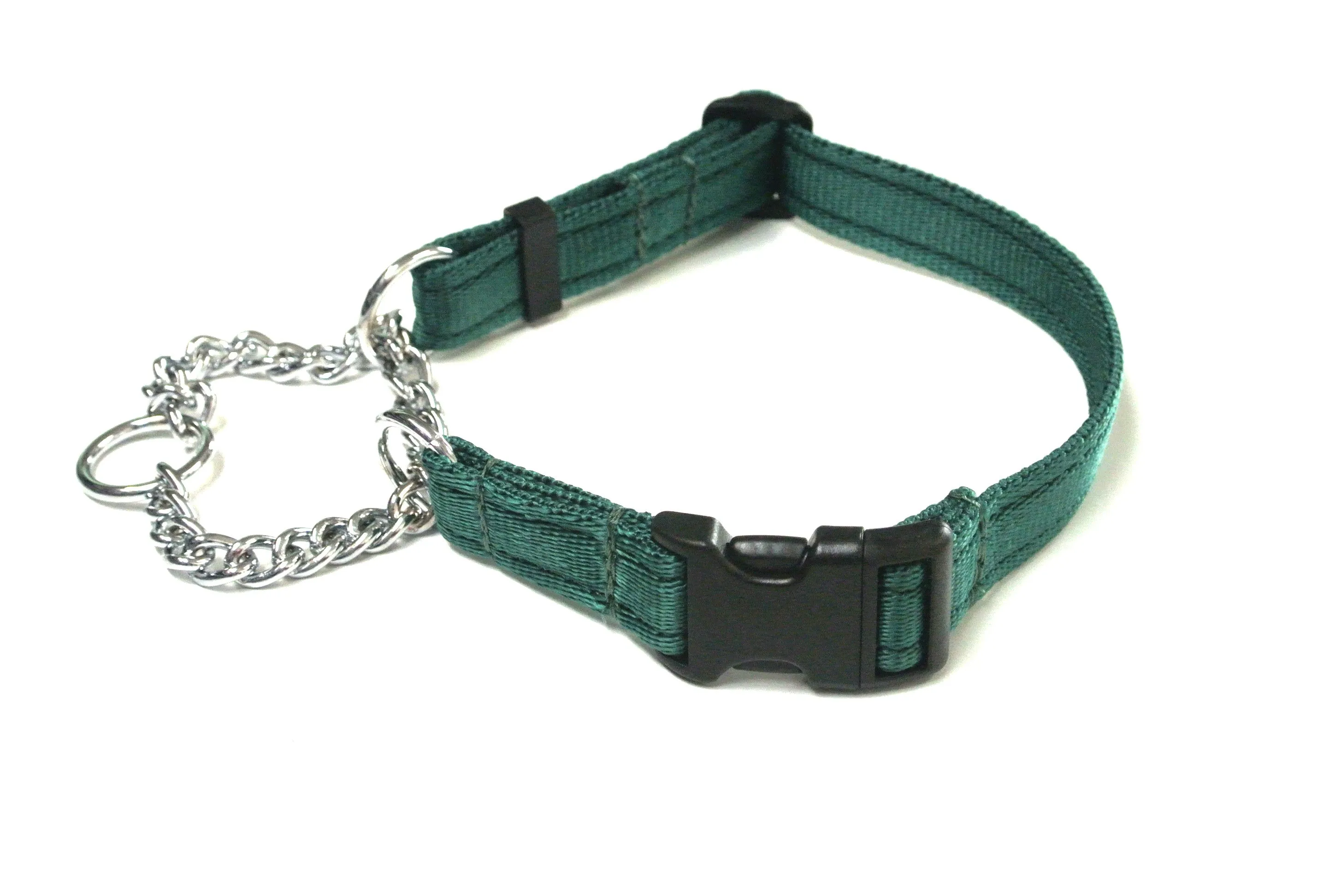 Half Check Chain Dog Collars Small Large 20mm Adjustable With Chrome Plated Chain In Various Colours