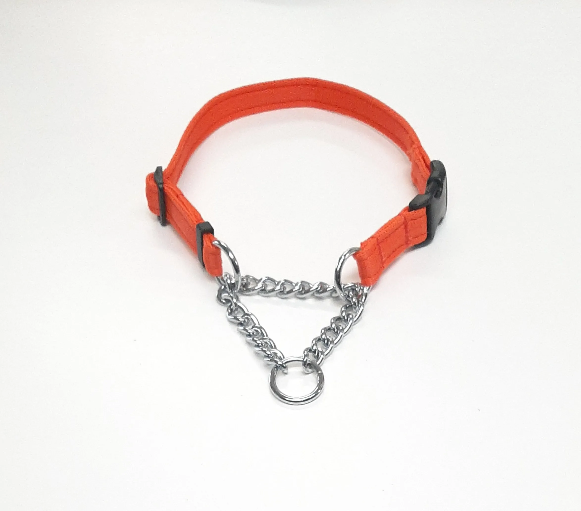 Half Check Chain Dog Collars Small Large 20mm Adjustable With Chrome Plated Chain In Various Colours