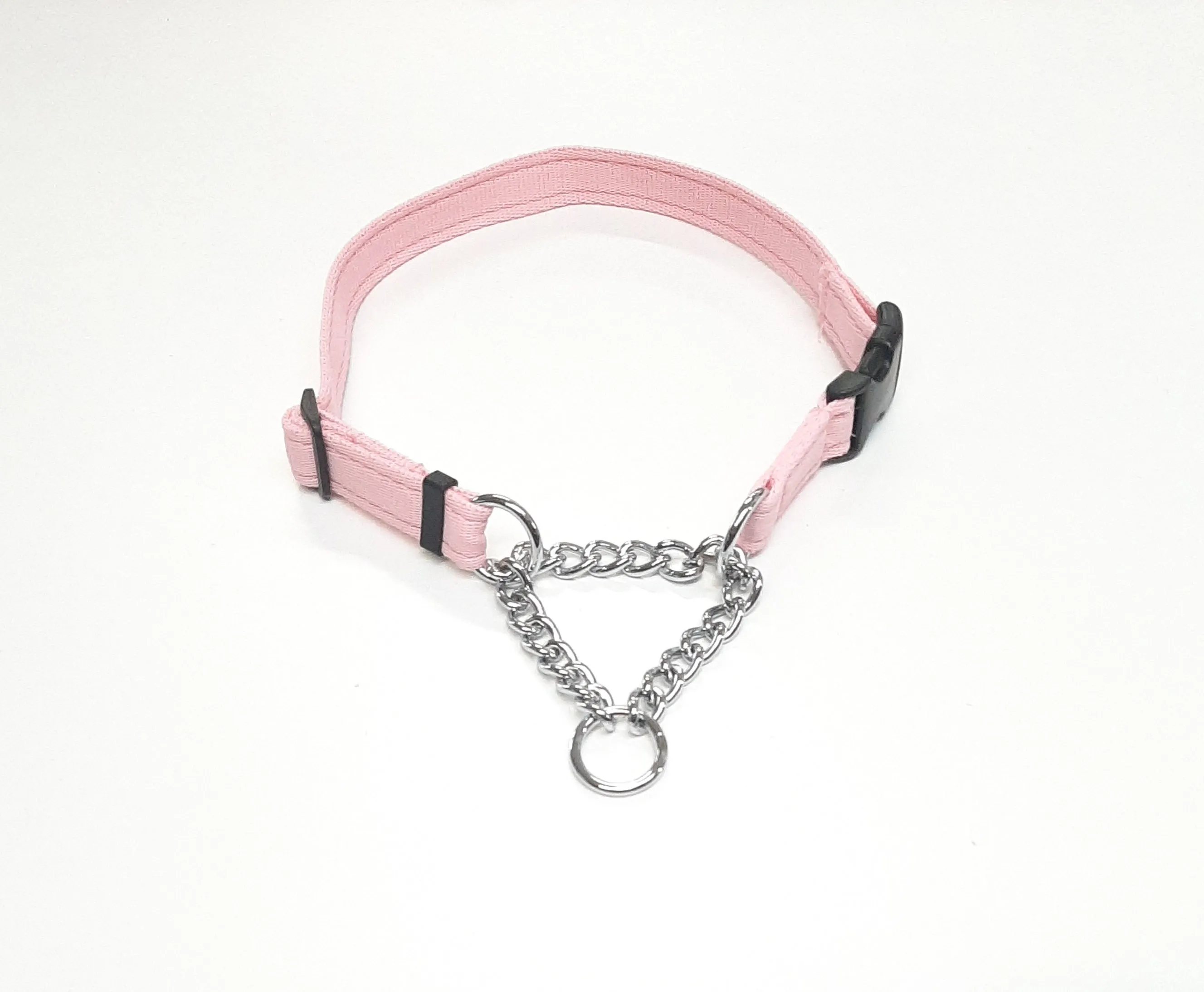 Half Check Chain Dog Collars Small Large 20mm Adjustable With Chrome Plated Chain In Various Colours