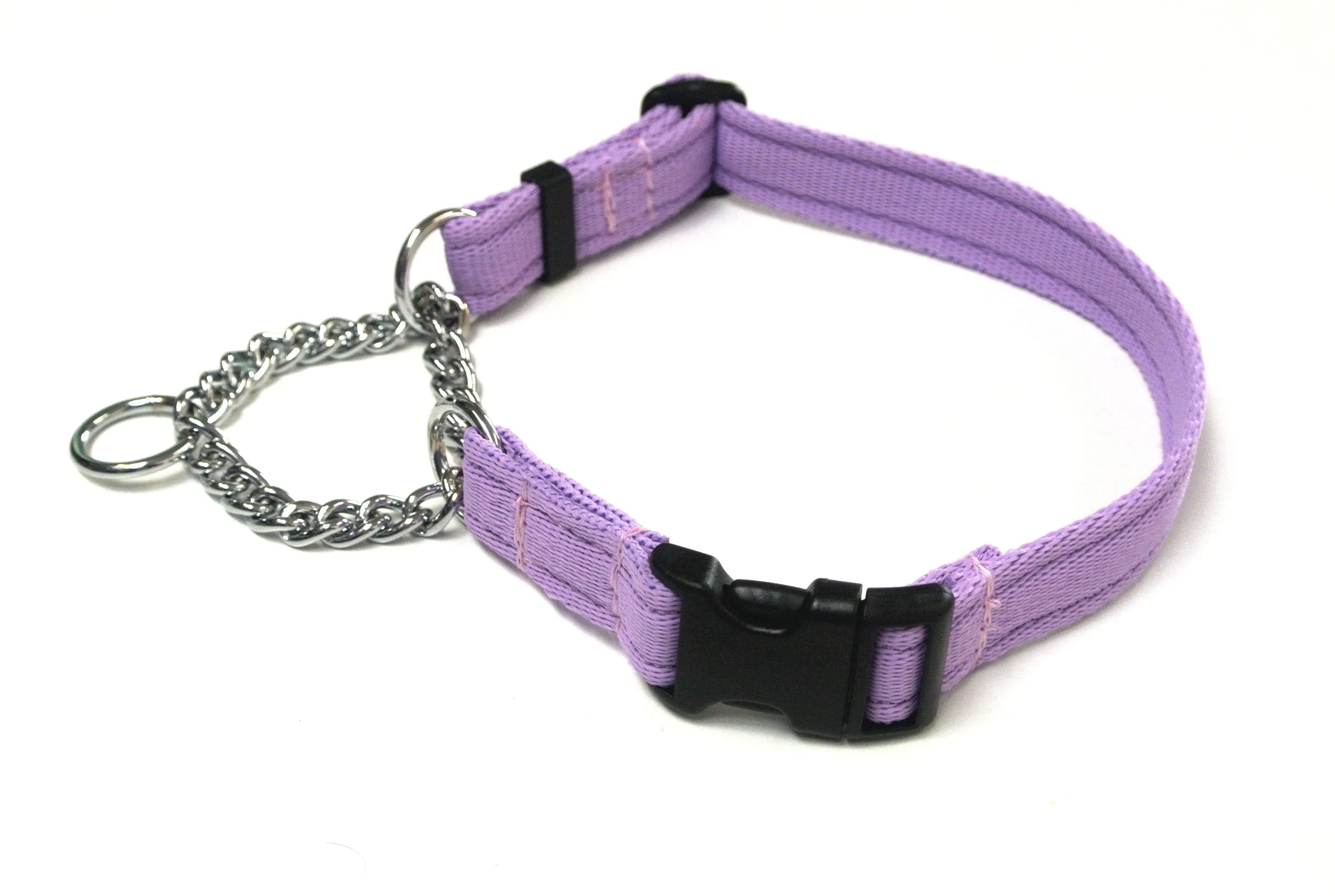 Half Check Chain Dog Collars Small Large 20mm Adjustable With Chrome Plated Chain In Various Colours