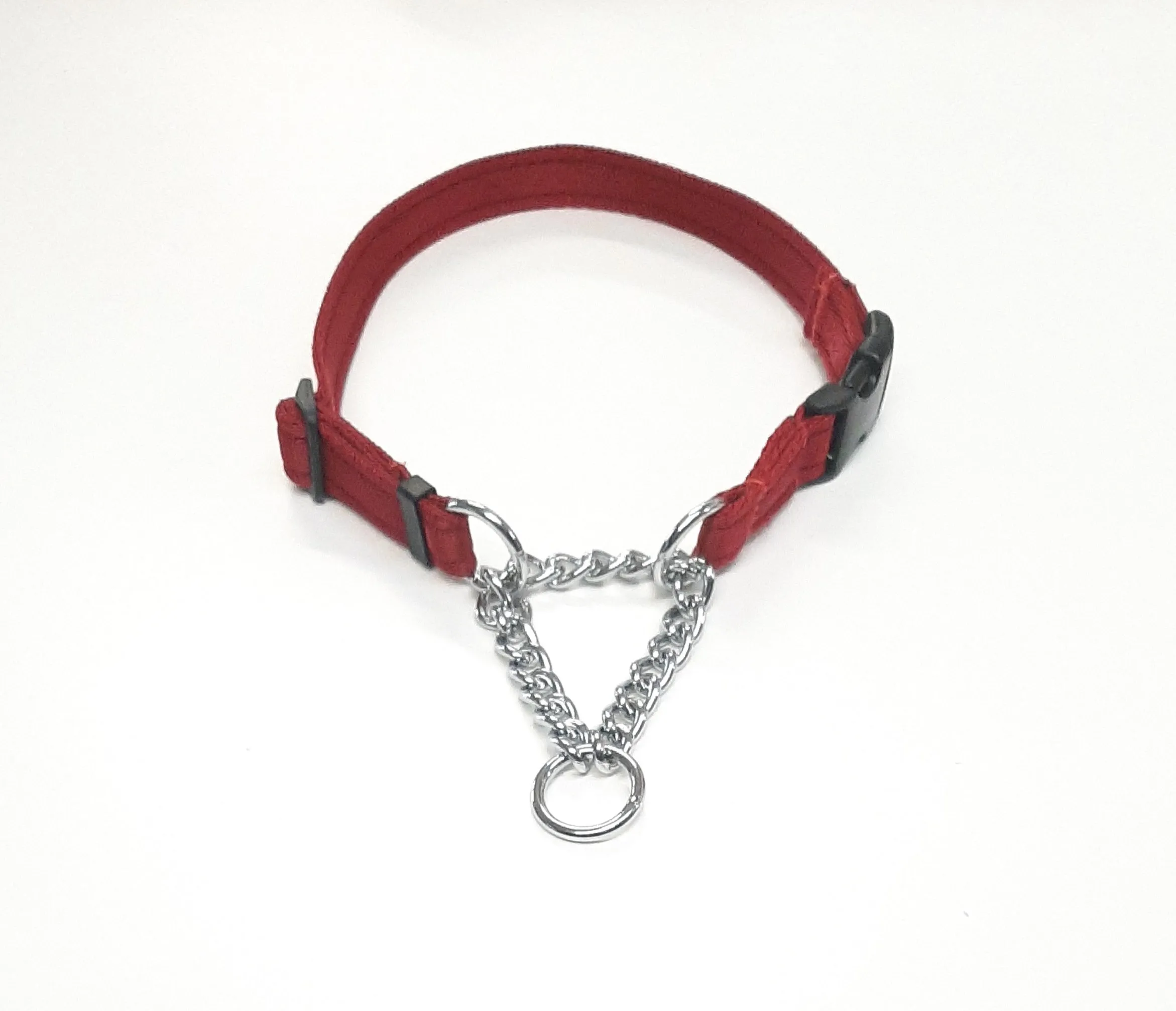 Half Check Chain Dog Collars Small Large 20mm Adjustable With Chrome Plated Chain In Various Colours