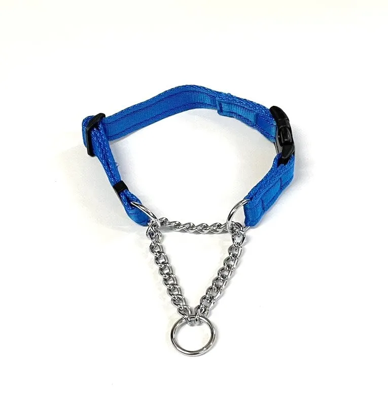 Half Check Chain Dog Collars Small Large 20mm Adjustable With Chrome Plated Chain In Various Colours