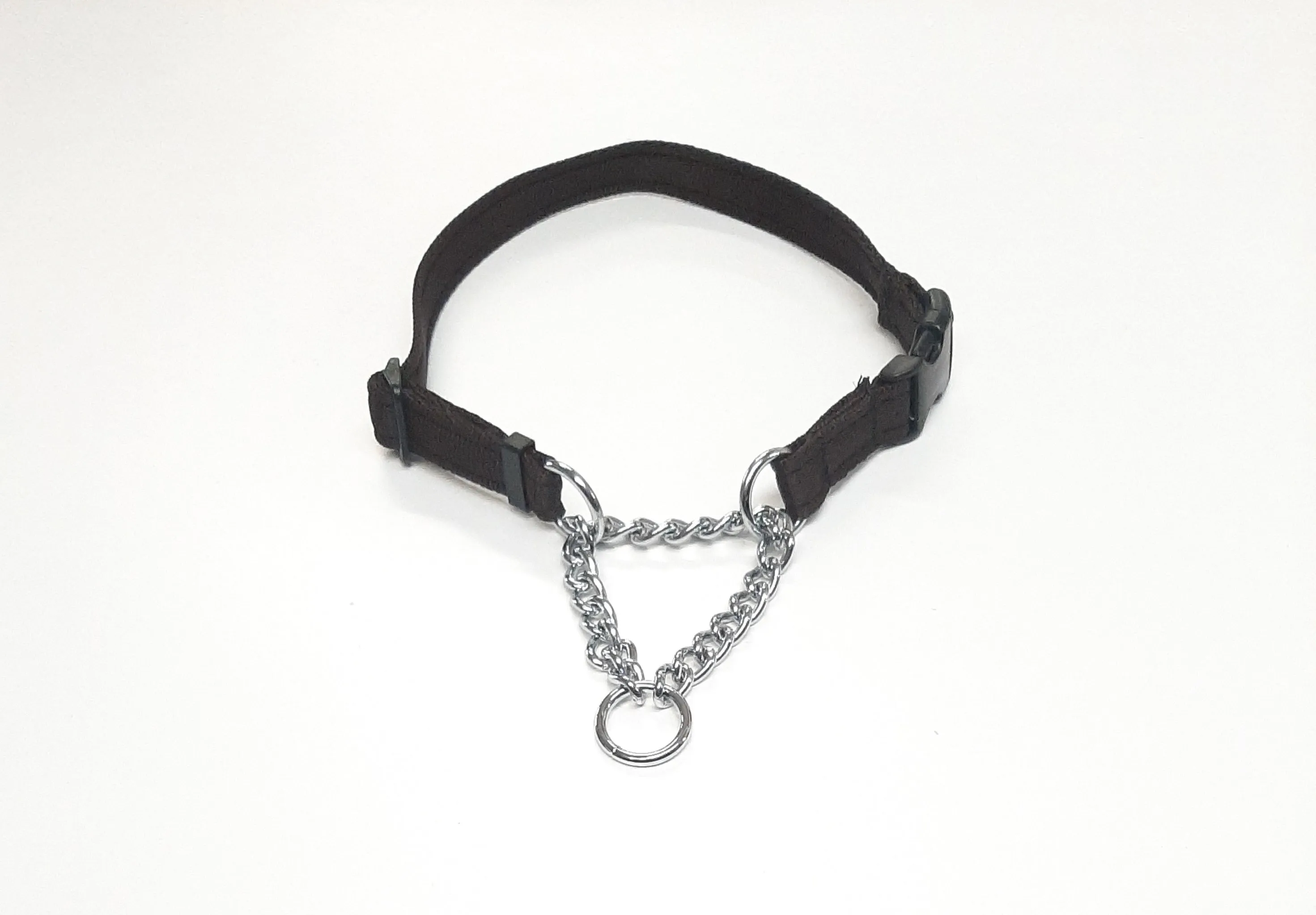 Half Check Chain Dog Collars Small Large 20mm Adjustable With Chrome Plated Chain In Various Colours