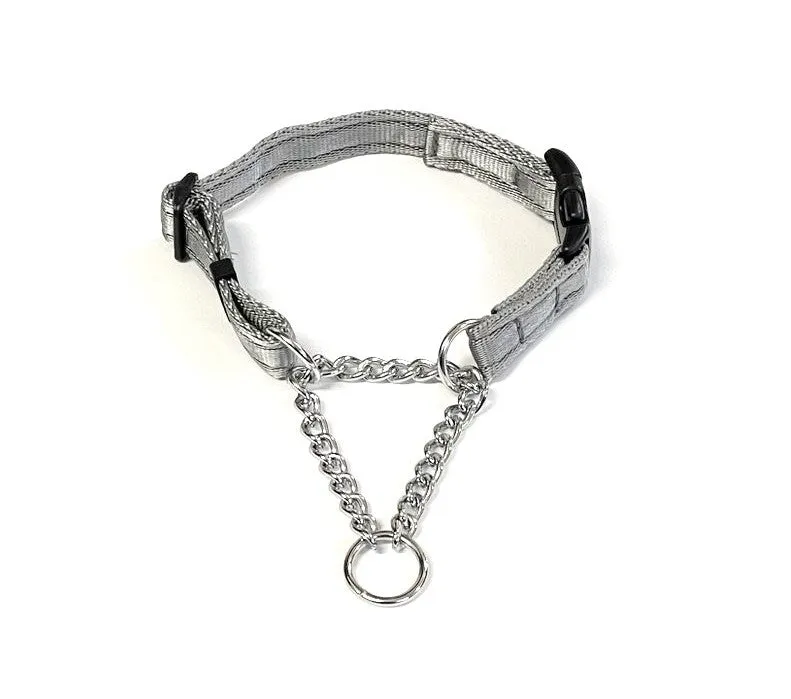 Half Check Chain Dog Collars Small Large 20mm Adjustable With Chrome Plated Chain In Various Colours