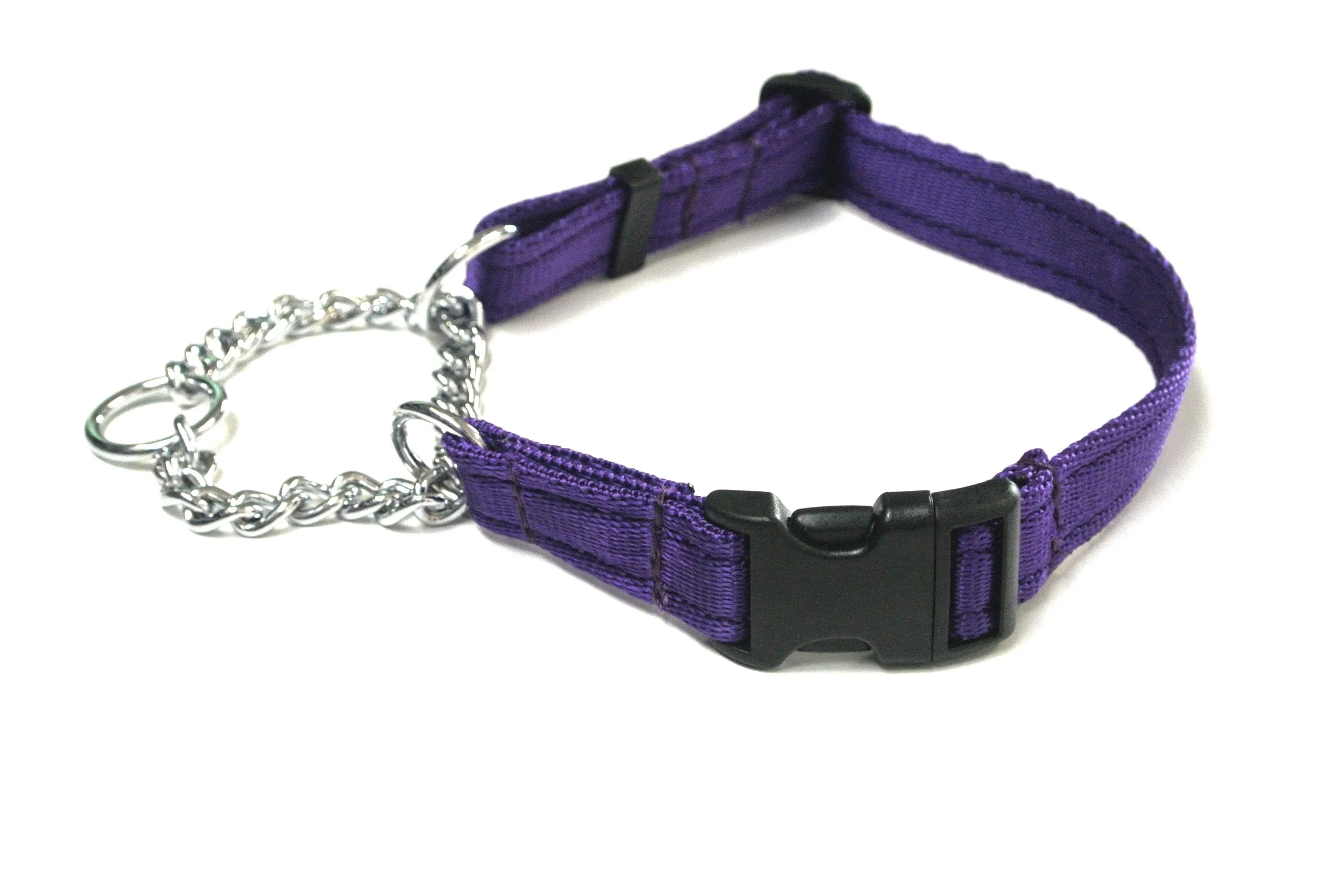 Half Check Chain Dog Collars Small Large 20mm Adjustable With Chrome Plated Chain In Various Colours