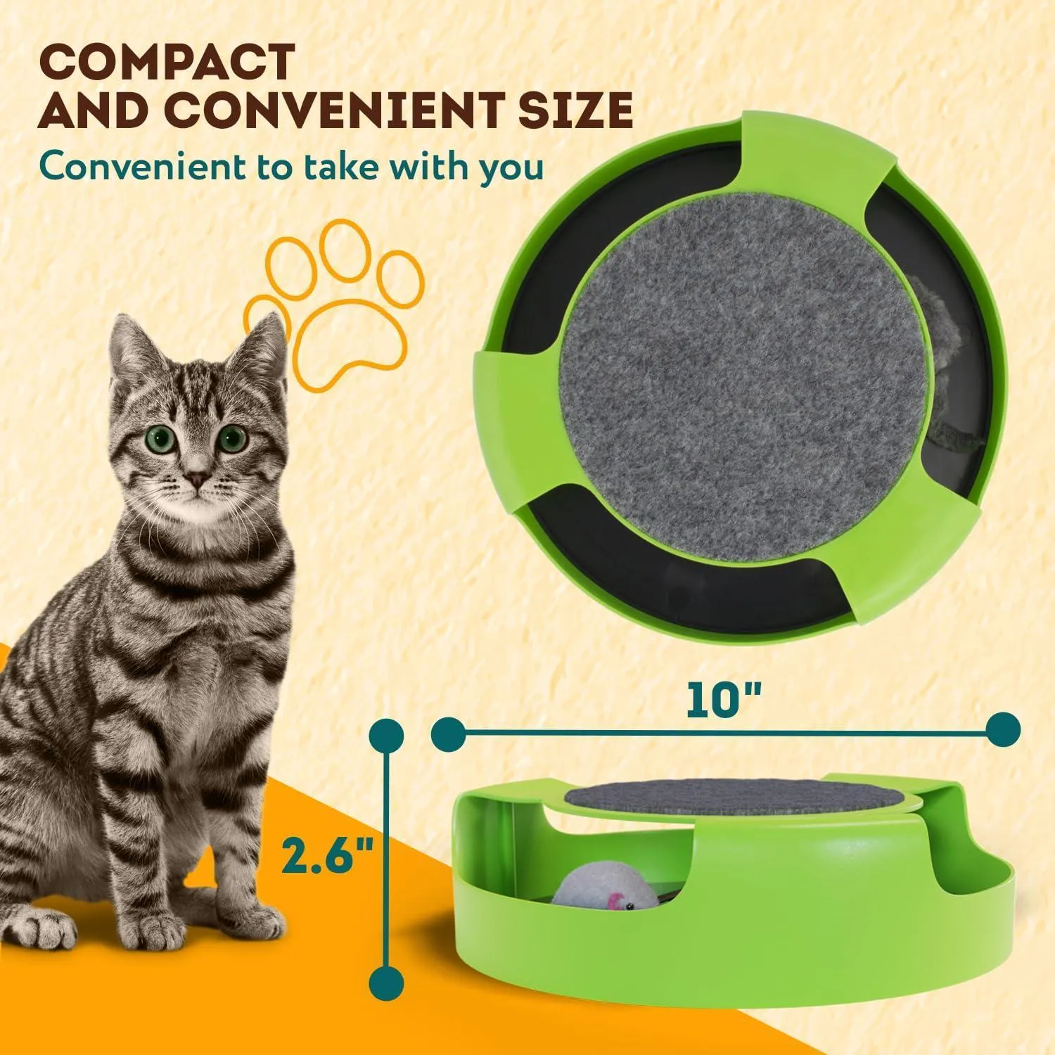 Interactive Cat Toys for Indoor Cats Green Spinning 360 Degrees Moving Mouse Pad