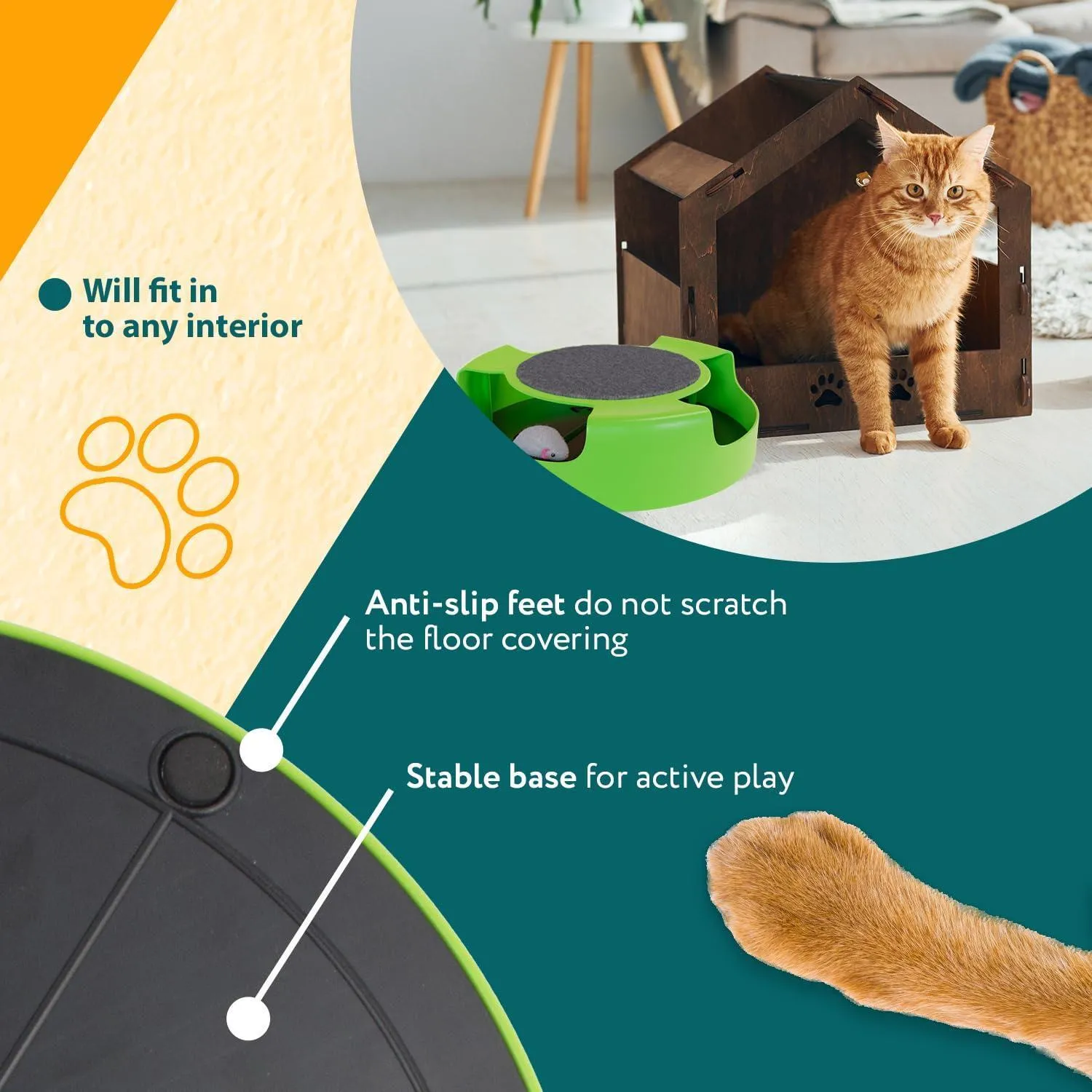 Interactive Cat Toys for Indoor Cats Green Spinning 360 Degrees Moving Mouse Pad